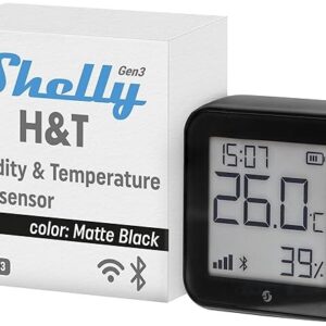 Monitorizador Ambiental de Temperatura/Humidade Wi-Fi Display e-ink (Preto Fosco) - Shelly H&T gen3