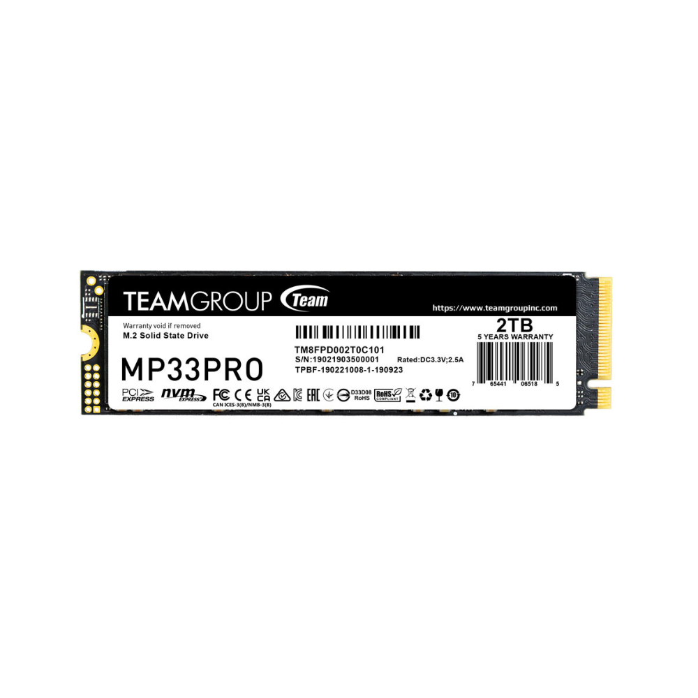 Disco SSD Team Group 2Tb M.2 PCIe NVMe MP33 Pro 2400R-2100W
