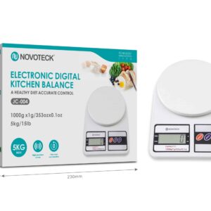 Balança Digital de Cozinha Novoteck JC-004 – Alta Precisão, Capacidade de 5 kg, Função Tara e Design Moderno