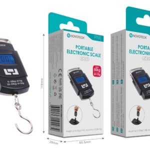 Balança Digital Portátil Novoteck JC-012 - Capacidade 50kg com Dupla Precisão, Display LCD, Design Compacto, Gancho em Aço Inoxidável