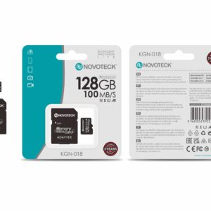 Cartão de Memória Novoteck 128GB microSDHC com Adaptador – KGN-018, 100MB/s, Classe 10, A1