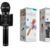 Microfone Bluetooth Sem Fios Negro M-004 com Alto-Falante Integrado e Luz LED – Karaokê Portátil