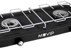 Fogareiro a Gás 2 Bicos c/ Grelha Removível (Preto) - MUVIP
