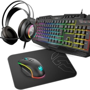 Combo Gaming Teclado PT + Rato + Headset + Tapete Krom Kritic RGB Rainbow - KROM