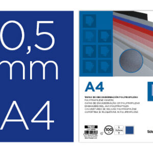 Tapa Encadernação Polipropileno A4 0.5mm Azul Opaco (100 Unidades)