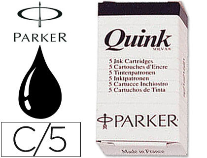 Tinta Parker Quink Preta - Caixa de 5 Recargas