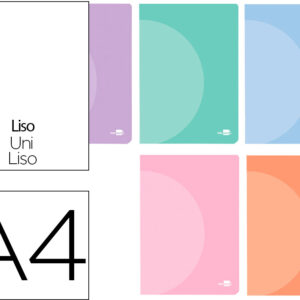 Caderno Agrafado 360 Capa De Plastico Din A4 48 F 90 Gr Liso Sem Margem Cores Pastel Sortidas