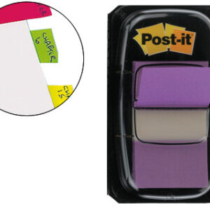 Bandas Separadoras Post-It Index 3M, 25,4X43,1 mm, Violeta -Dispensador de 50 Unidades