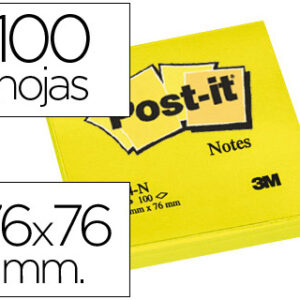 Bloco Notas Adesivas Post-It Amarelo 76 X 76 mm