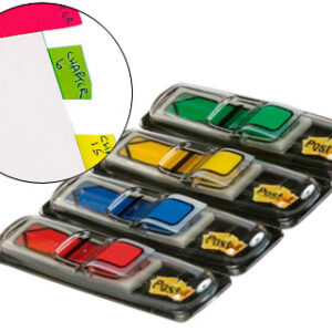 Bandas Separadoras Post-It Index , 4 Cores Azul, Amarelo, Verde, Vermelho