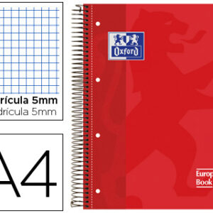 Caderno Espiral Oxford Capa Dura Microperfurado A4 80F Quadriculado Vermelho