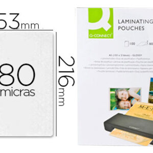 Bolsa de Plastificar Q-Connect 153 X 216 mm 80 Microns Din A5 (100 Unidades)