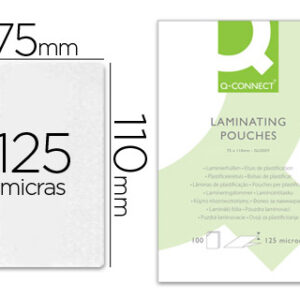 Bolsa de Plastificar Q-Connect 110 X 75 mm 125 Microns (100 Unidades)