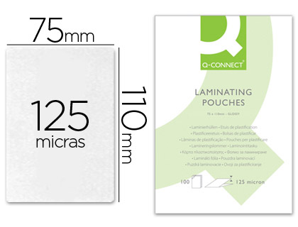 Bolsa de Plastificar Q-Connect 110 X 75 mm 125 Microns (100 Unidades)