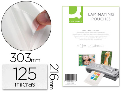Bolsa de Plastificar Q-Connect 303 X 216 mm 125 Microns Din A4 Auto Adesivas (25 Unidades)
