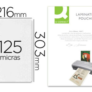 Bolsa de Plastificar Q-Connect 303 X 216 mm 125 Microns Din A4 Mate Sem Reflexos (100 Unidades)