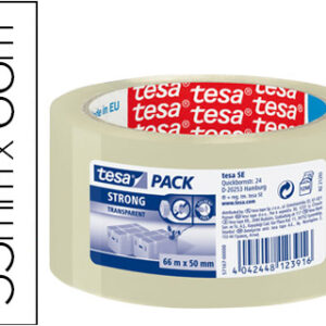 Fita Adesiva Tesa Transparente Strong 66 Mt X 50 mm p/ Embalagem Baixo Ruido