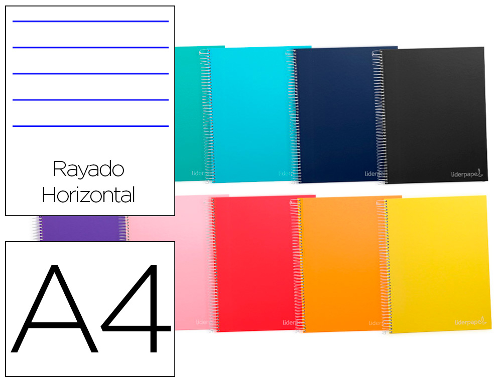 Caderno Espiral Din A4 Jolly Capa Dura 140 F 75 Gr Pautado 5 Bandas De Cores 4 Furos Cores Sortidas