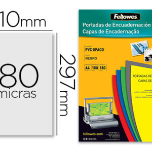 Capa de Encadernacao Fellowes Din A4 PVC Opaca Preta 180 Microns (100 Unidades)