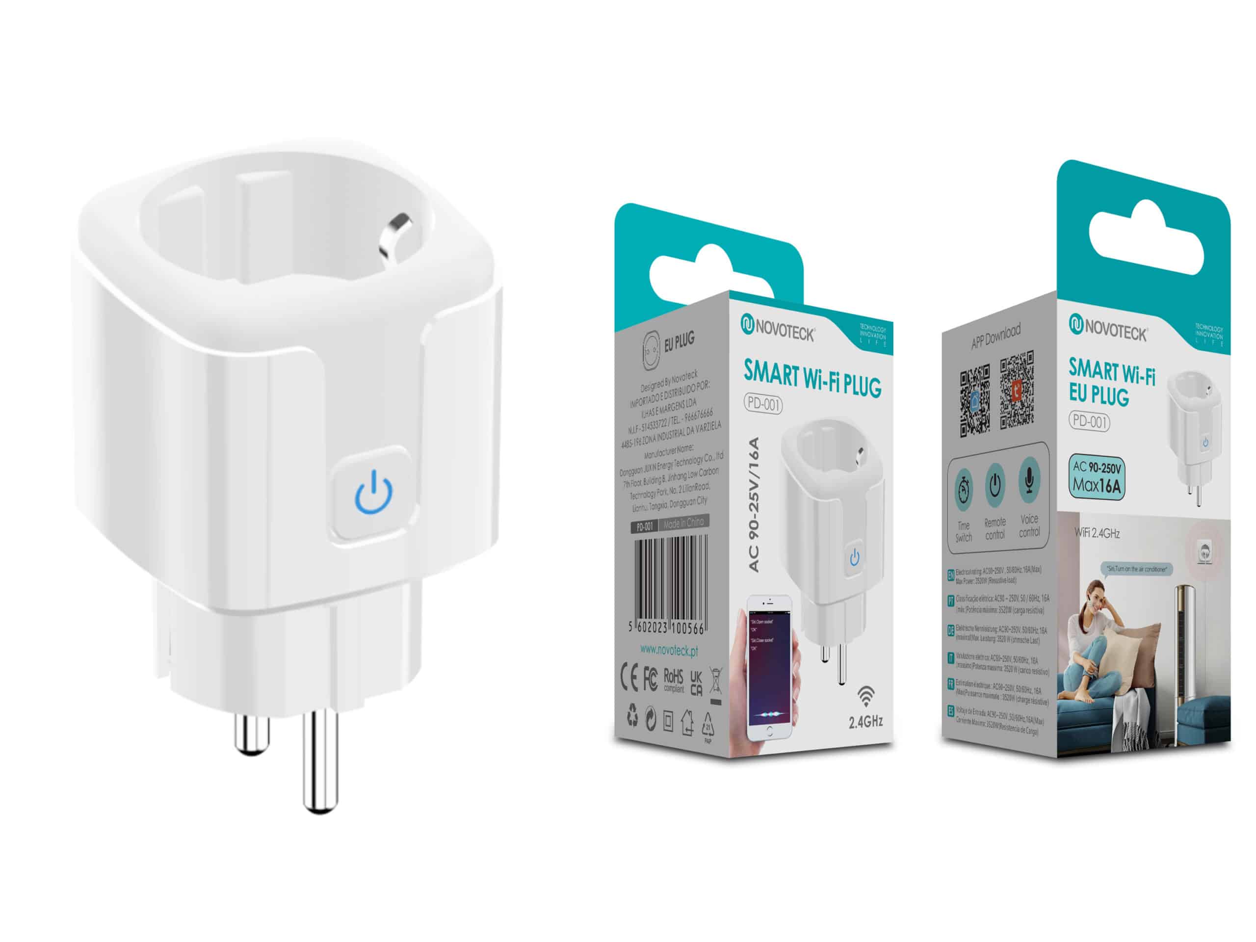 Tomada Inteligente Novoteck Smart Wi-Fi EU Plug PD-001