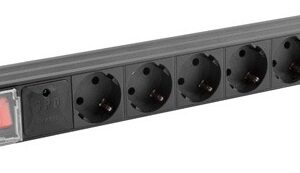 Extensão p/ Rack 7 Tomadas c/ Interruptor 1U (Preto) - LANBERG