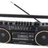 Rádio Portátil RETRO 80s AM/FM 2x 8W c/ Leitor Cassetes USB/SD - RICATECH