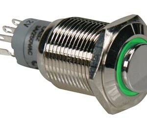Interruptor Pulsador Metálico Alto SPDT 1NO 1NC - Luz Verde