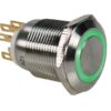 Pulsador Aço Inox. SPDT - 1NO 1NC - Luz Verde
