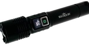 Lanterna de Mão Recarregável 10W 1200mah 500lm c/ Ecrã (Preto) - REXER