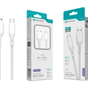 Cabo de Dados Fast Charge 5A PVC Macaron Design - Branco , Type-C USB , 1.0M