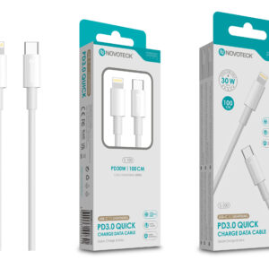 Cabo USB-C para Lightning NOVOTECK S-100 - Carregamento Rápido PD 3.0, Dados, 30W, 100cm