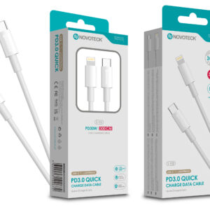 Cabo USB-C para Lightning NOVOTECK S-102 - Carregamento Rápido PD 3.0, Dados, 30W, 300cm