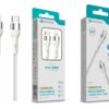 Cabo de Dados Trançado Nylon 3.1A Carregamento Rápido - Branco , USB-C to Lightinig , 1.0M