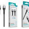 Cabo de Dados Trançado Nylon 3.1A Carregamento Rápido - Negro , USB-C to Lightinig , 1.0M