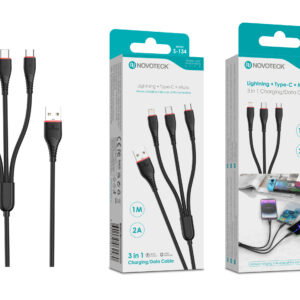 Cabo 3 em 1 S-134 com Conectores Lightning + USB-C + Micro USB 1 Metro 2A para Carregamento e Dados