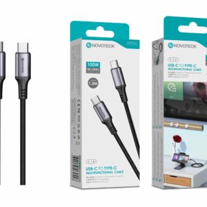 Cabo USB-C para USB-C S-141 – 100W, 4K 60Hz, 1.5m, Áudio, Vídeo e Dados
