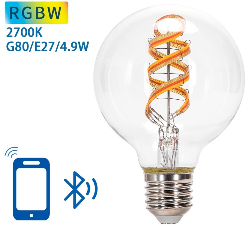 Lâmpada LED Inteligente E27 G80 Filamento Mesh Bluetooth 4,9W 2700K 470Lm (Transparente)