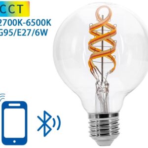Lâmpada LED Inteligente E27 G95 Filamento Mesh Bluetooth 6W 2700K~6500K 850Lm (Transparente)