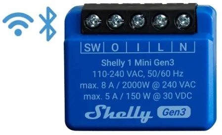 Mini Módulo Interruptor p/ Automação Wi-Fi 110/240VAC 8A - Shelly Plus 1 Mini