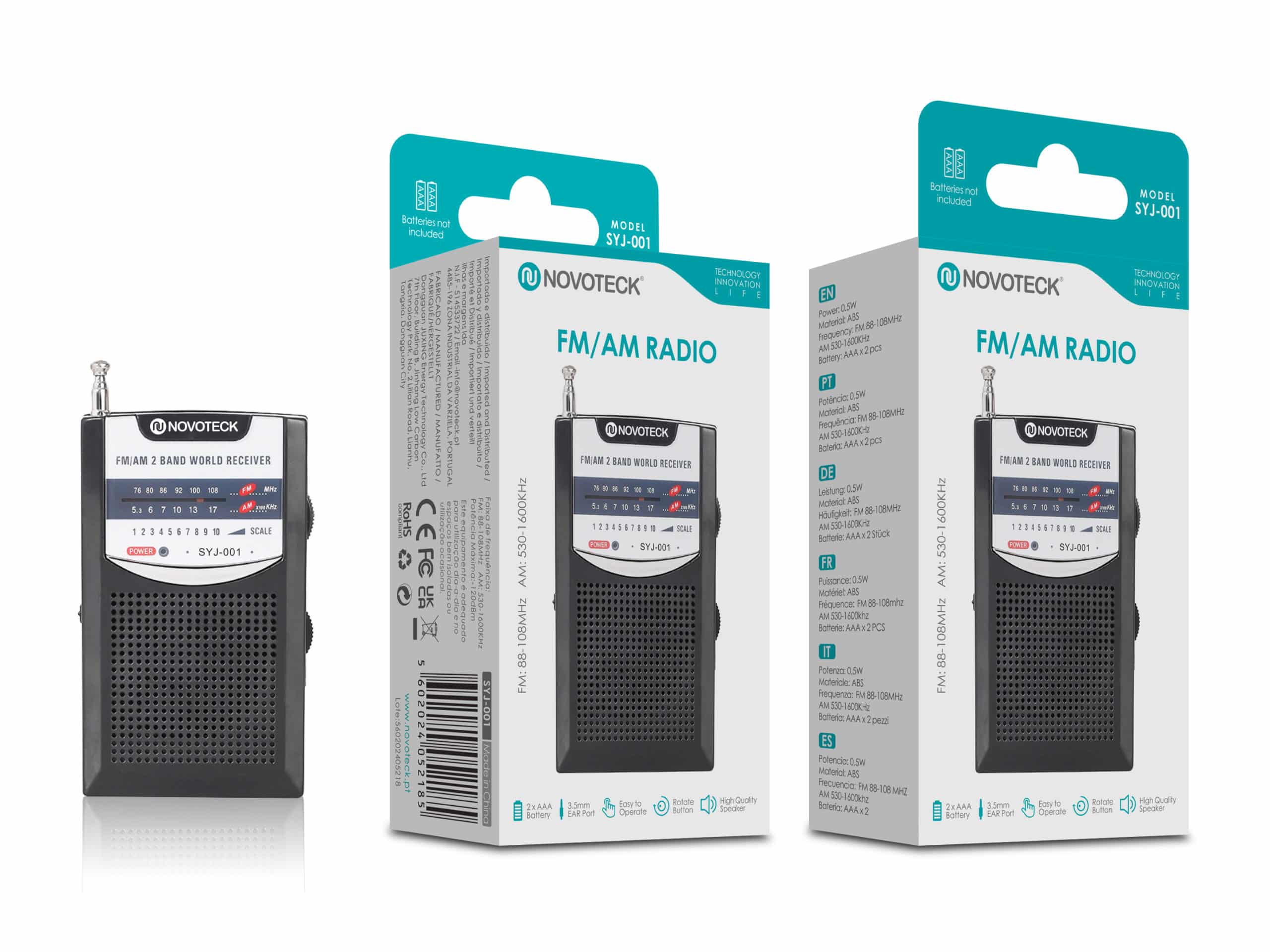Rádio Portátil FM/AM de 2 Bandas com Design Compacto SYJ-001