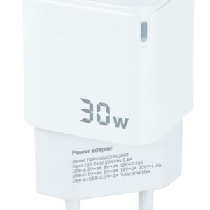 Carregador Universal USB-C/PD + USB-A/QC 30W (Branco) - TOOQ