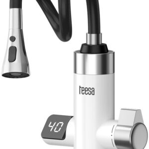 Torneira Elétrica Aquecedora de Água Instantânea c/ Mangueira Flexível (Branco) - TEESA