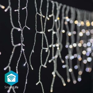 Cortina 400 LEDs Decoração Natal SmartLife Wi-Fi Branco Quente Android / iOS (3 mts) - NEDIS