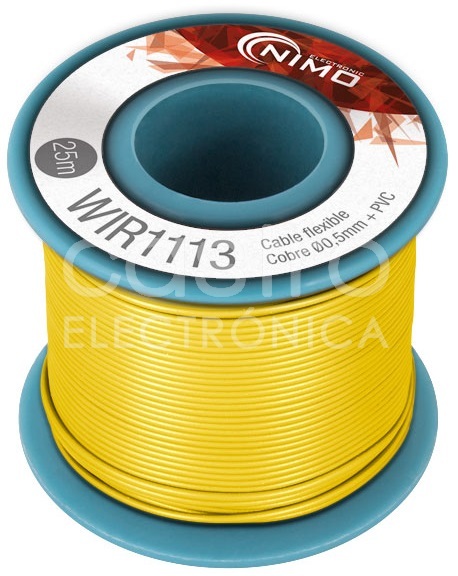 Bobine Fio Flexivel Cobre 0,5mm (Amarelo) p/ Montagens - 25 mts