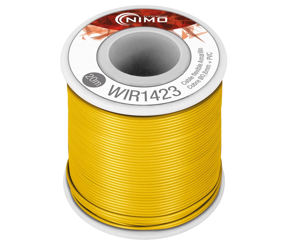 Bobine Fio Flexível Cobre 0,8mm (Amarelo) p/ Montagens - 20 mts