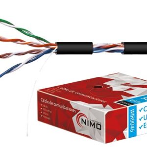 Bobine Cabo UTP Rigido CAT5e Preto p/ Exterior (100 mts) - NIMO