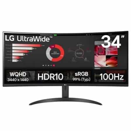 Monitor Professional Ultrapanorámico Curvo LG 34WR50QK-B 34"  WQHD Preto